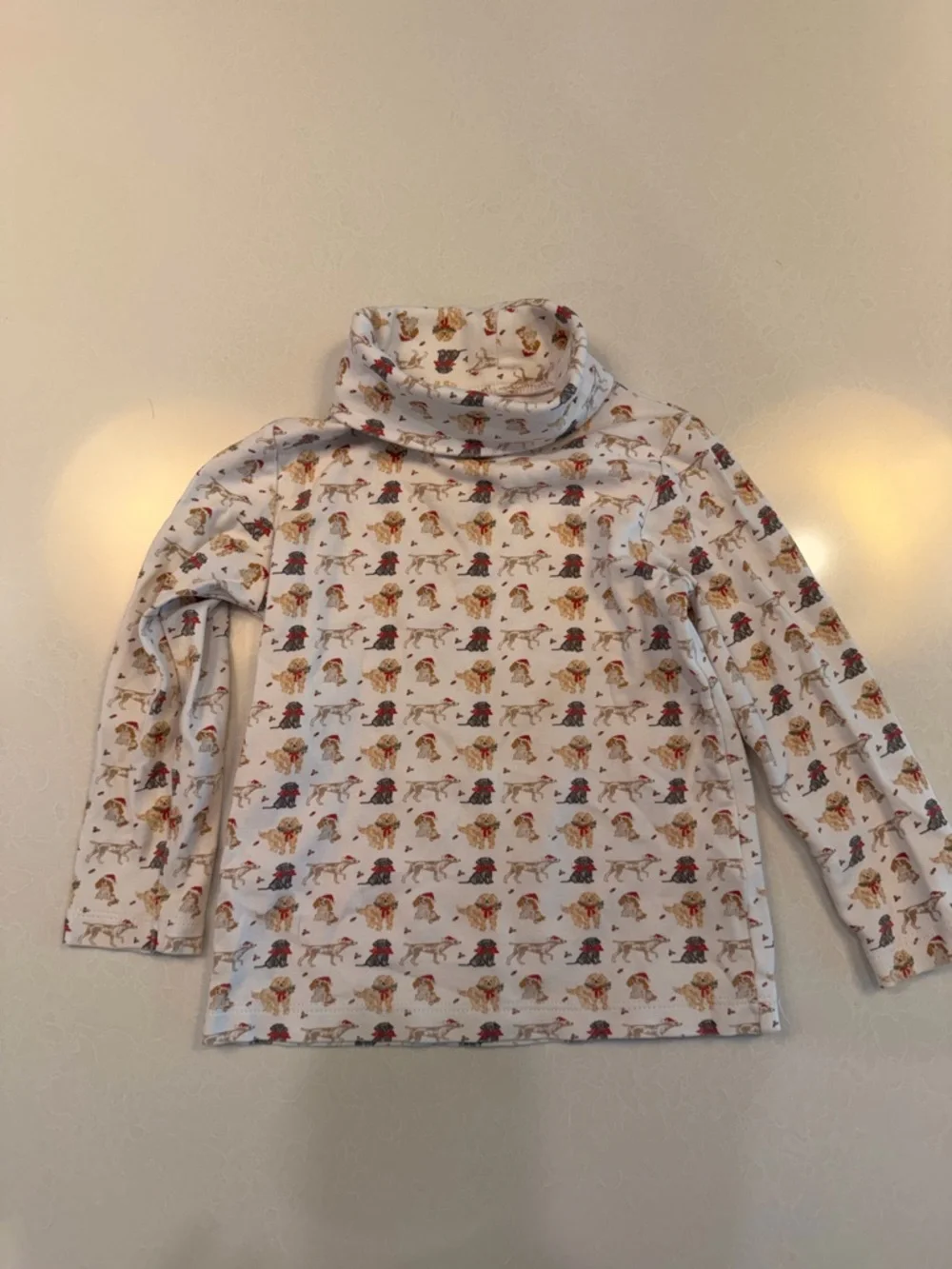 Kids White Turtleneck Cute Dog Print! Christmas pups 3T James and Lottie
